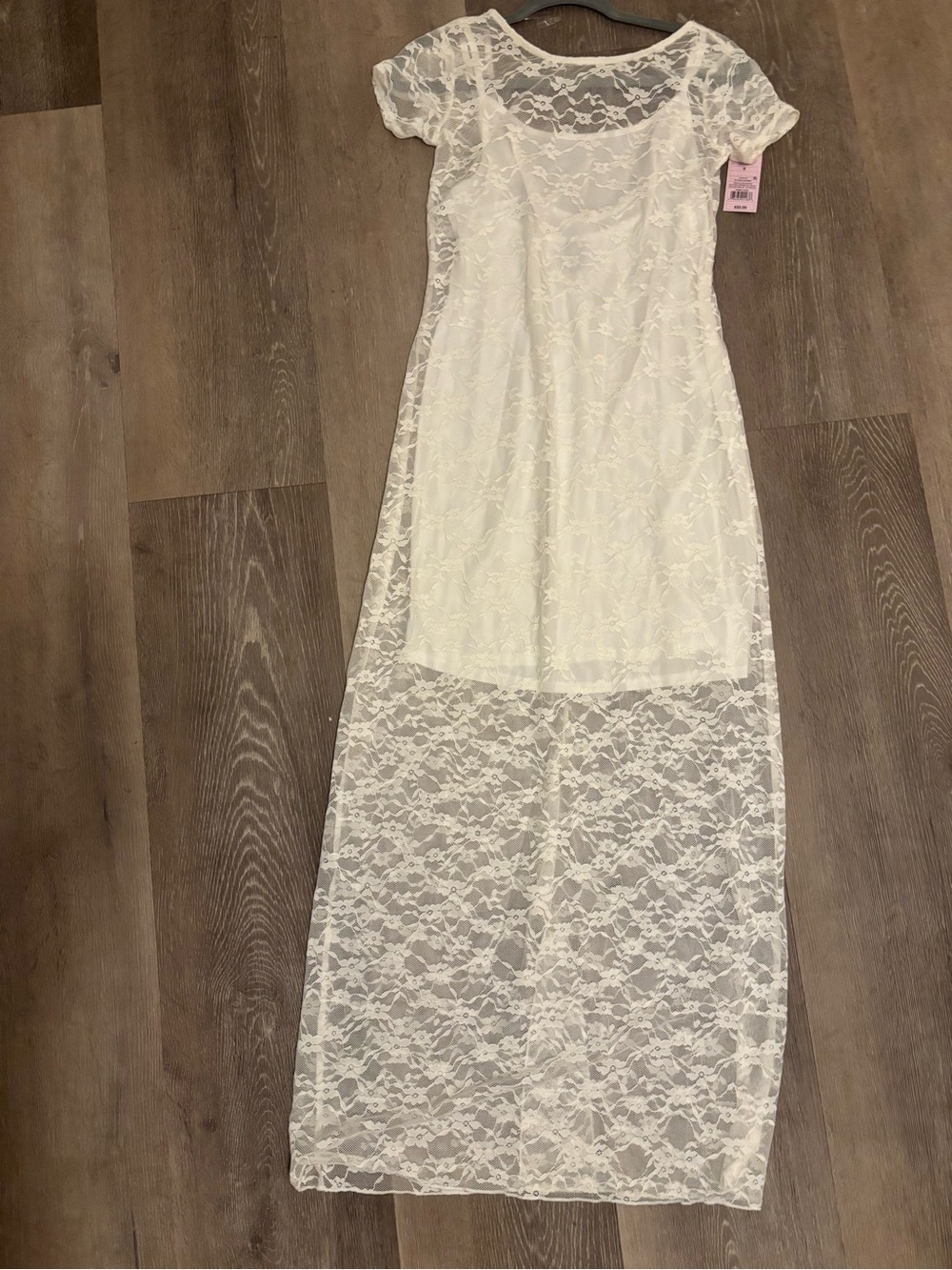 wild fable size S White Lace Maxi Dress with Short Sleeves - Picture 2 of 7
